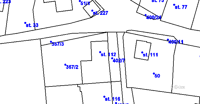Parcela st. 112 v KÚ Mezouň, Katastrální mapa