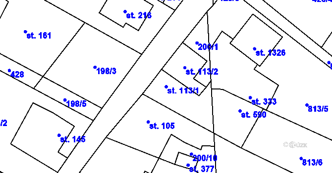 Parcela st. 113/1 v KÚ Mezouň, Katastrální mapa