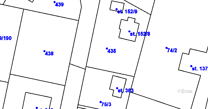 Parcela st. 152/4 v KÚ Mezouň, Katastrální mapa