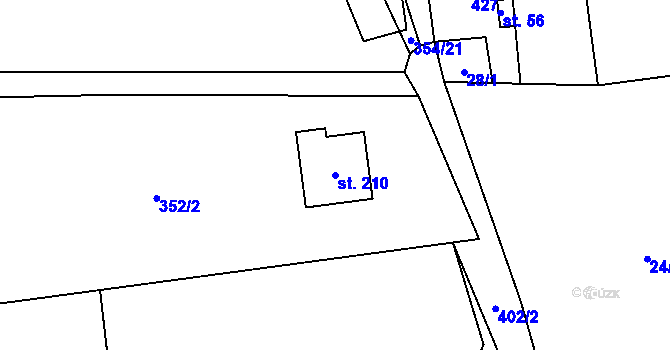 Parcela st. 210 v KÚ Mezouň, Katastrální mapa
