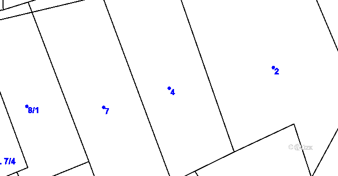 Parcela st. 4 v KÚ Mezouň, Katastrální mapa