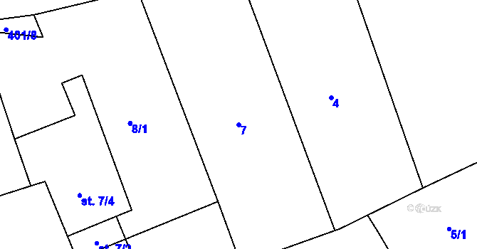 Parcela st. 7 v KÚ Mezouň, Katastrální mapa
