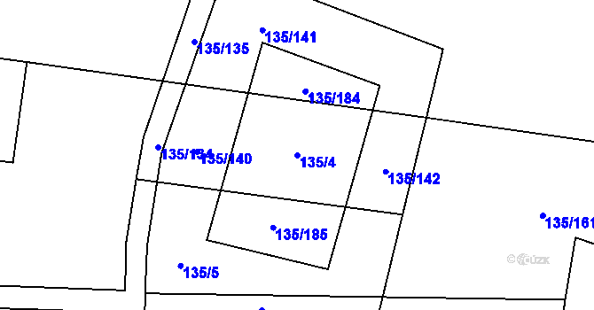 Parcela st. 135/4 v KÚ Mezouň, Katastrální mapa