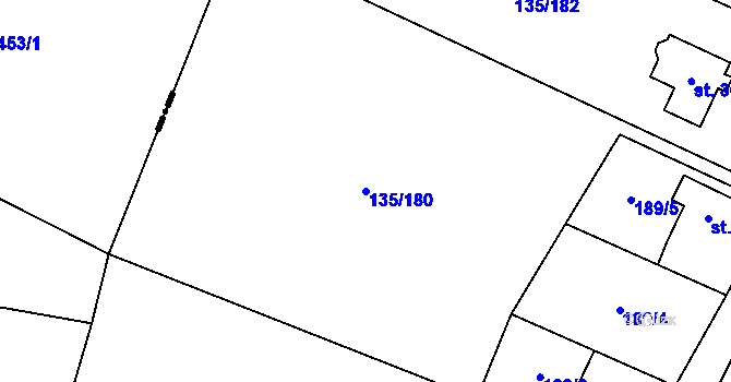 Parcela st. 135/180 v KÚ Mezouň, Katastrální mapa