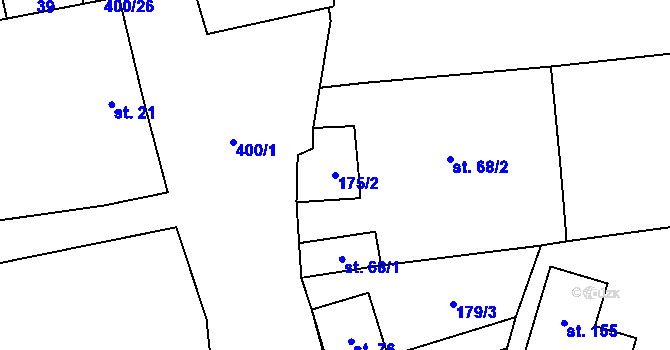 Parcela st. 175/2 v KÚ Mezouň, Katastrální mapa