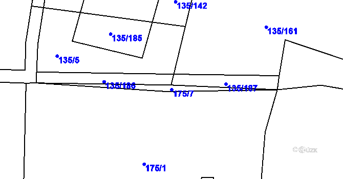 Parcela st. 175/7 v KÚ Mezouň, Katastrální mapa