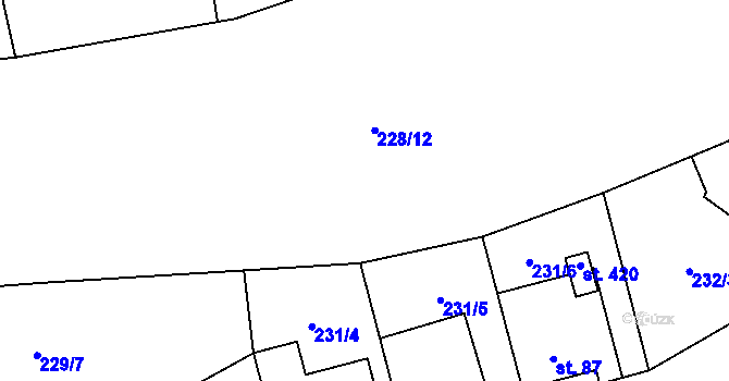 Parcela st. 228/11 v KÚ Mezouň, Katastrální mapa