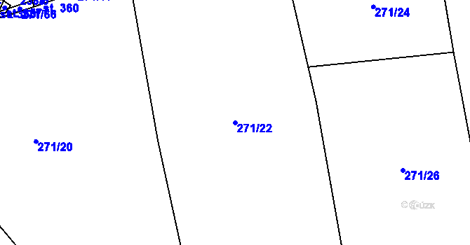 Parcela st. 271/22 v KÚ Mezouň, Katastrální mapa