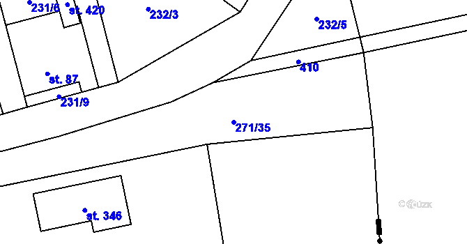 Parcela st. 271/35 v KÚ Mezouň, Katastrální mapa