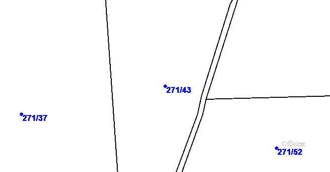 Parcela st. 271/43 v KÚ Mezouň, Katastrální mapa