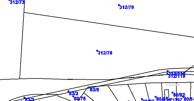 Parcela st. 312/78 v KÚ Mezouň, Katastrální mapa
