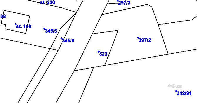 Parcela st. 323 v KÚ Mezouň, Katastrální mapa