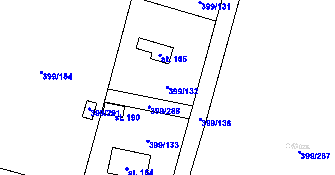 Parcela st. 399/132 v KÚ Mezouň, Katastrální mapa