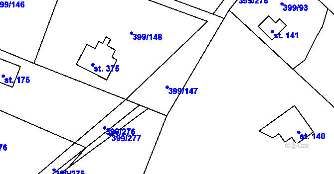 Parcela st. 399/147 v KÚ Mezouň, Katastrální mapa