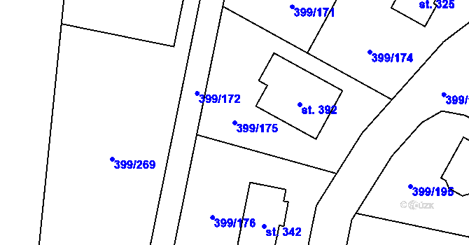 Parcela st. 399/175 v KÚ Mezouň, Katastrální mapa