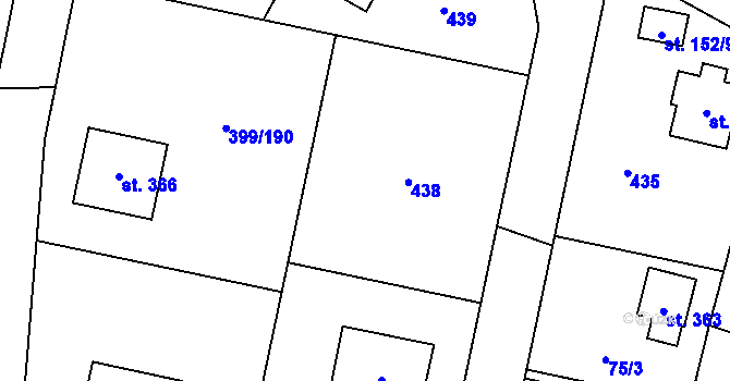 Parcela st. 399/188 v KÚ Mezouň, Katastrální mapa