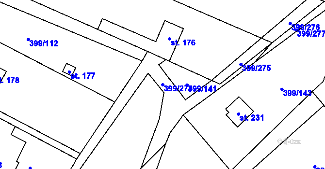 Parcela st. 399/274 v KÚ Mezouň, Katastrální mapa