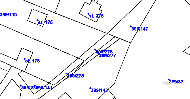 Parcela st. 399/276 v KÚ Mezouň, Katastrální mapa