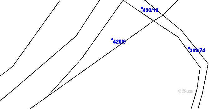 Parcela st. 420/8 v KÚ Mezouň, Katastrální mapa