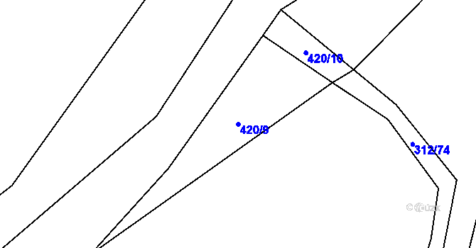 Parcela st. 420/9 v KÚ Mezouň, Katastrální mapa