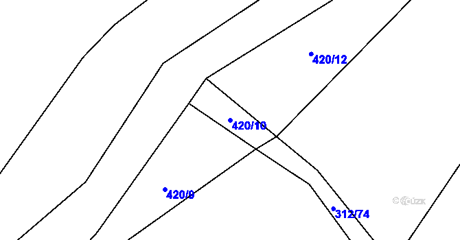 Parcela st. 420/10 v KÚ Mezouň, Katastrální mapa
