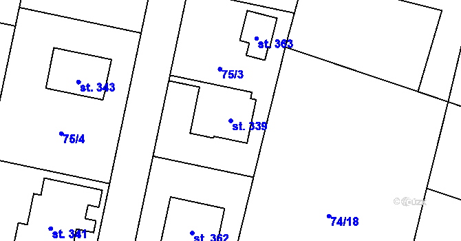 Parcela st. 339 v KÚ Mezouň, Katastrální mapa