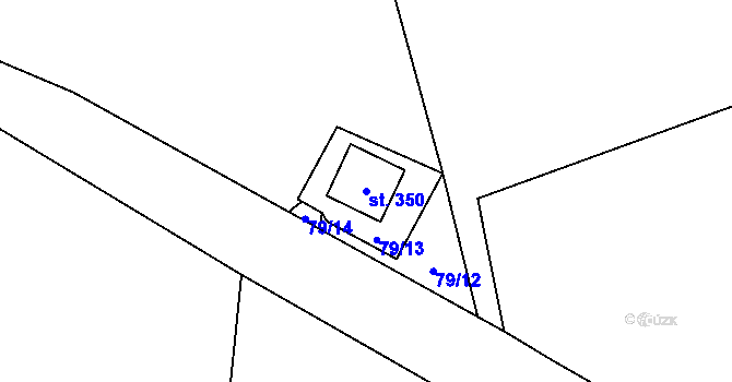 Parcela st. 350 v KÚ Mezouň, Katastrální mapa