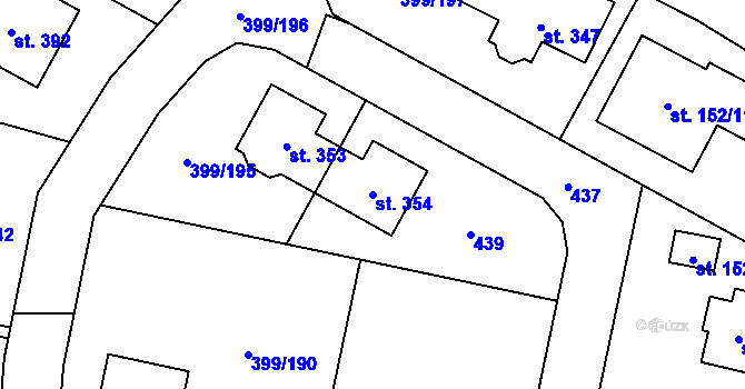 Parcela st. 354 v KÚ Mezouň, Katastrální mapa