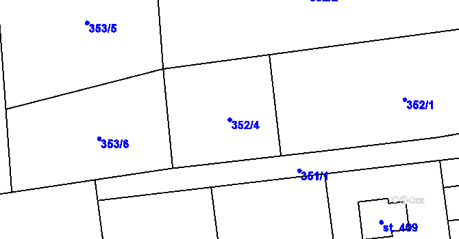 Parcela st. 352/4 v KÚ Mezouň, Katastrální mapa