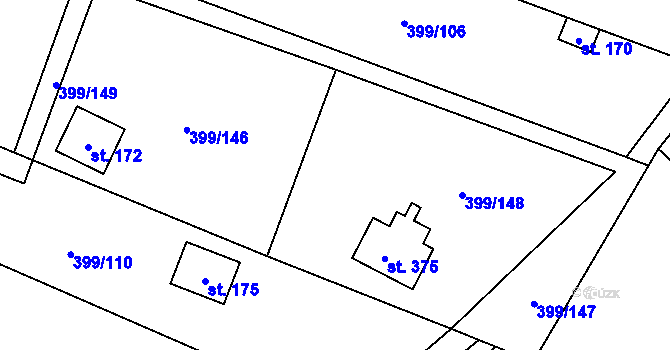 Parcela st. 433 v KÚ Mezouň, Katastrální mapa