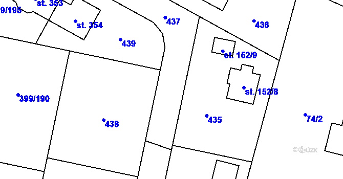 Parcela st. 437 v KÚ Mezouň, Katastrální mapa