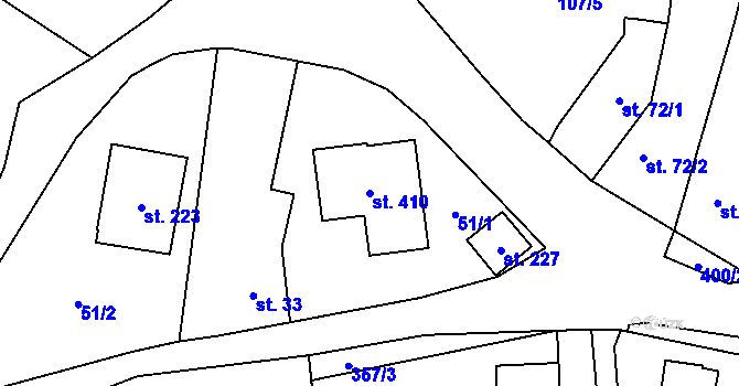Parcela st. 410 v KÚ Mezouň, Katastrální mapa