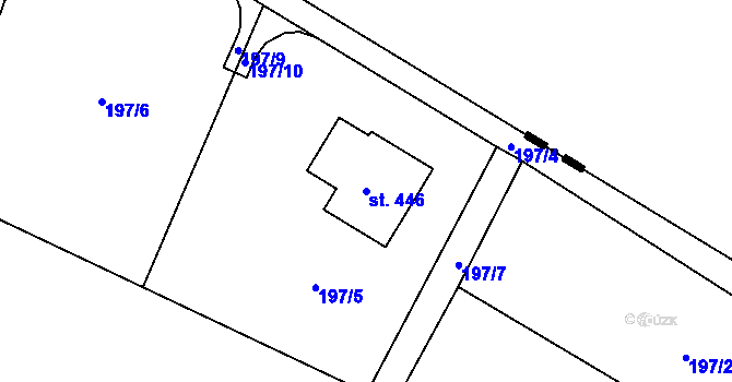 Parcela st. 446 v KÚ Mezouň, Katastrální mapa