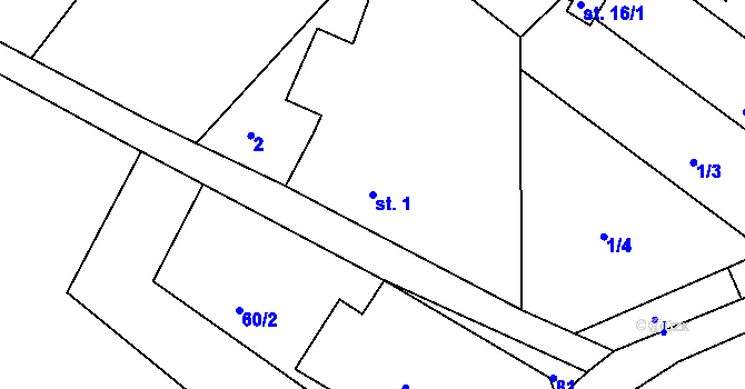 Parcela st. 1 v KÚ Jetonice, Katastrální mapa