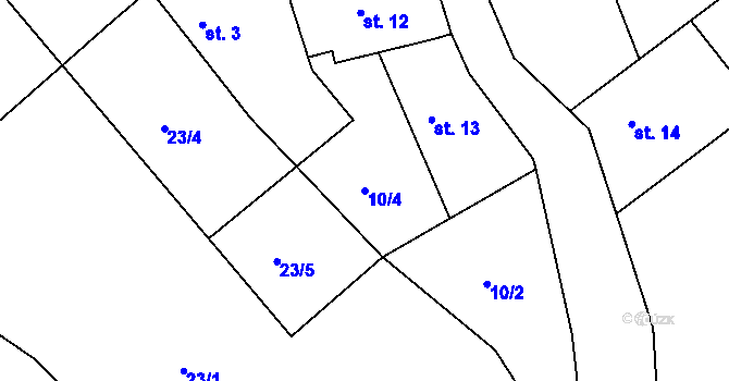 Parcela st. 10/4 v KÚ Jetonice, Katastrální mapa