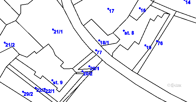Parcela st. 77 v KÚ Jetonice, Katastrální mapa