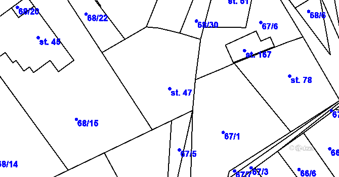 Parcela st. 47 v KÚ Míčov, Katastrální mapa