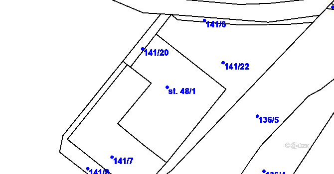 Parcela st. 48/1 v KÚ Míčov, Katastrální mapa
