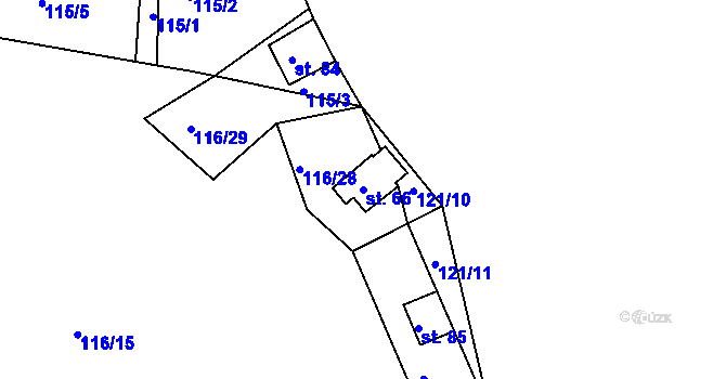 Parcela st. 66 v KÚ Míčov, Katastrální mapa