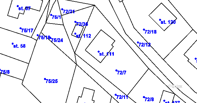 Parcela st. 111 v KÚ Míčov, Katastrální mapa