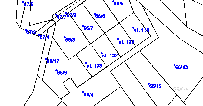 Parcela st. 132 v KÚ Míčov, Katastrální mapa