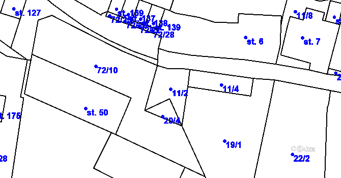 Parcela st. 11/2 v KÚ Míčov, Katastrální mapa