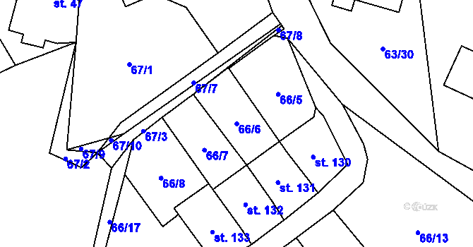 Parcela st. 66/6 v KÚ Míčov, Katastrální mapa