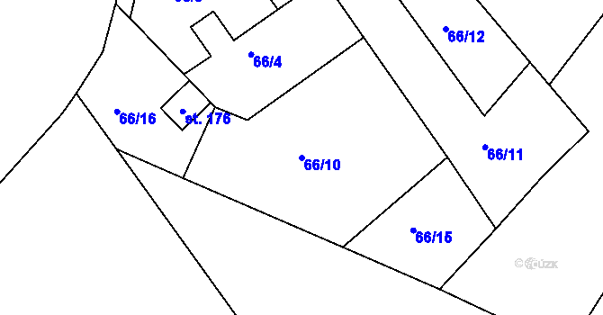 Parcela st. 66/10 v KÚ Míčov, Katastrální mapa