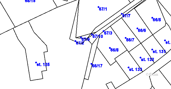 Parcela st. 67/4 v KÚ Míčov, Katastrální mapa