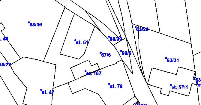 Parcela st. 67/6 v KÚ Míčov, Katastrální mapa
