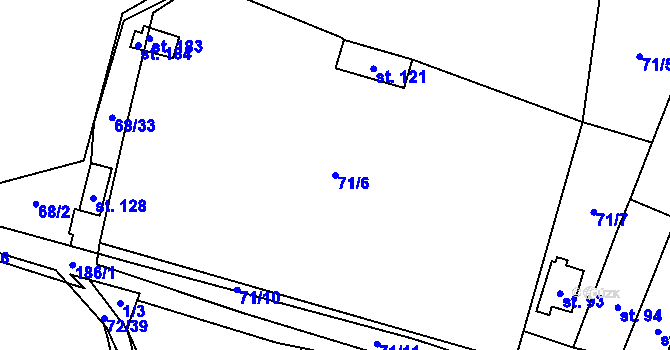 Parcela st. 71/6 v KÚ Míčov, Katastrální mapa