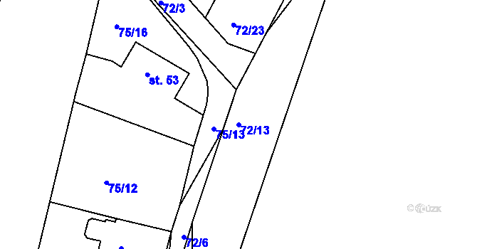 Parcela st. 72/13 v KÚ Míčov, Katastrální mapa
