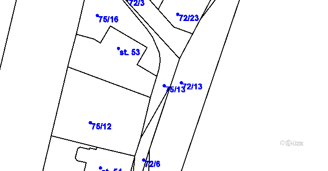 Parcela st. 75/13 v KÚ Míčov, Katastrální mapa