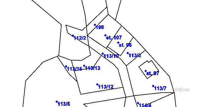 Parcela st. 113/10 v KÚ Míčov, Katastrální mapa